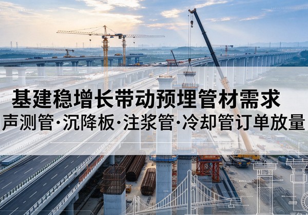 正安基建稳增长带动预埋监测管材需求，声测管、沉降板、注浆管订单持续放量